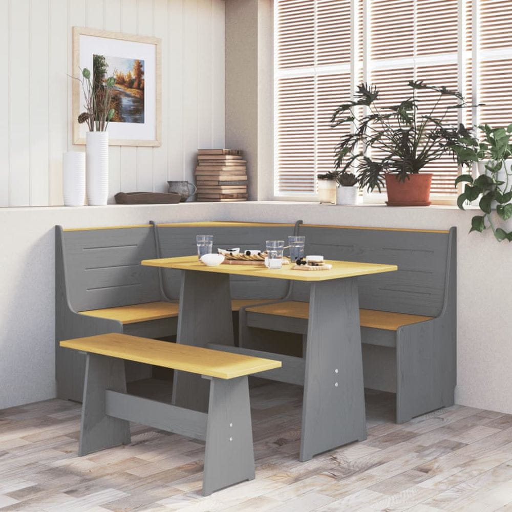 Petromila vidaXL Jedálenský stôl s lavicou,medovo hnedý a sivý, borovicový masív